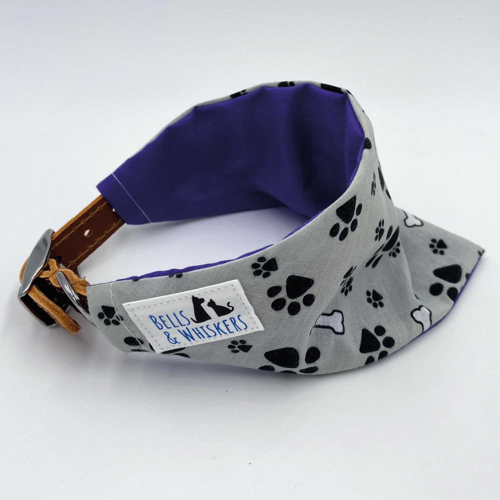 Grey Paw Bones Dog Bandana