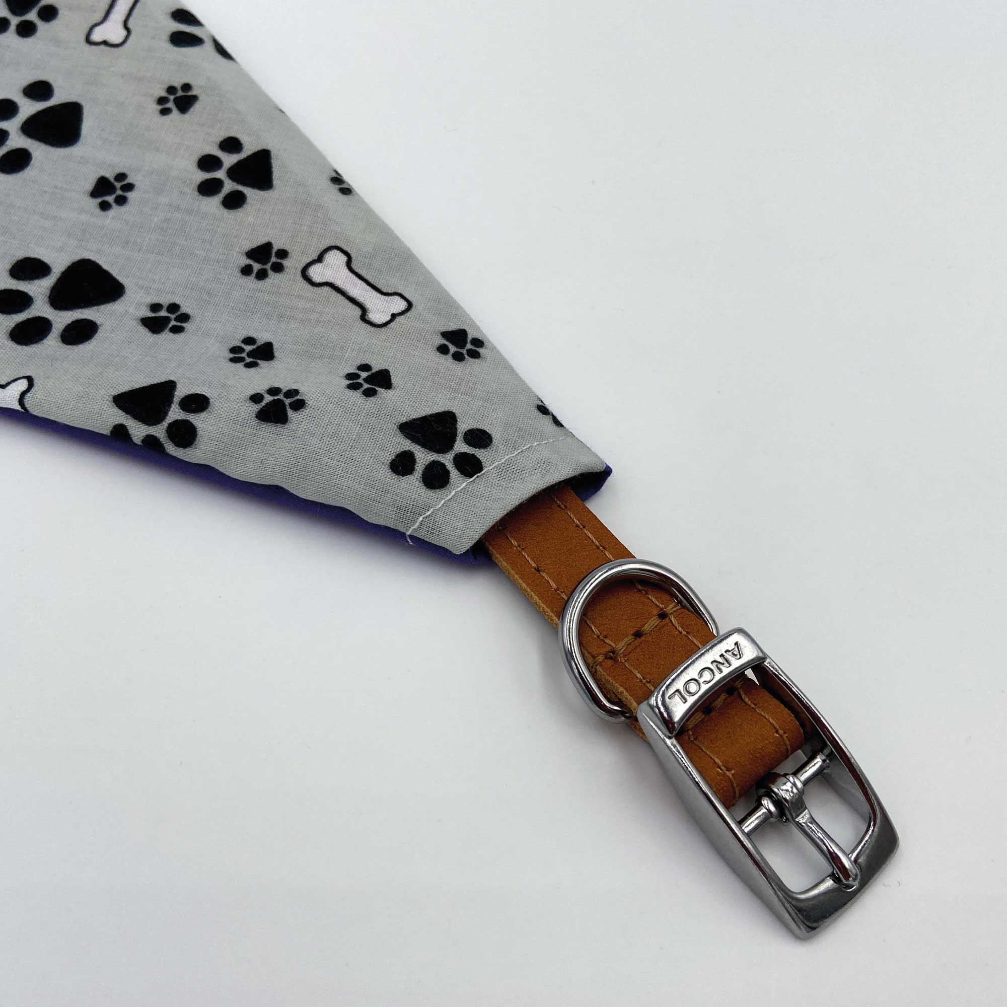 Grey Paw Bones Dog Bandana