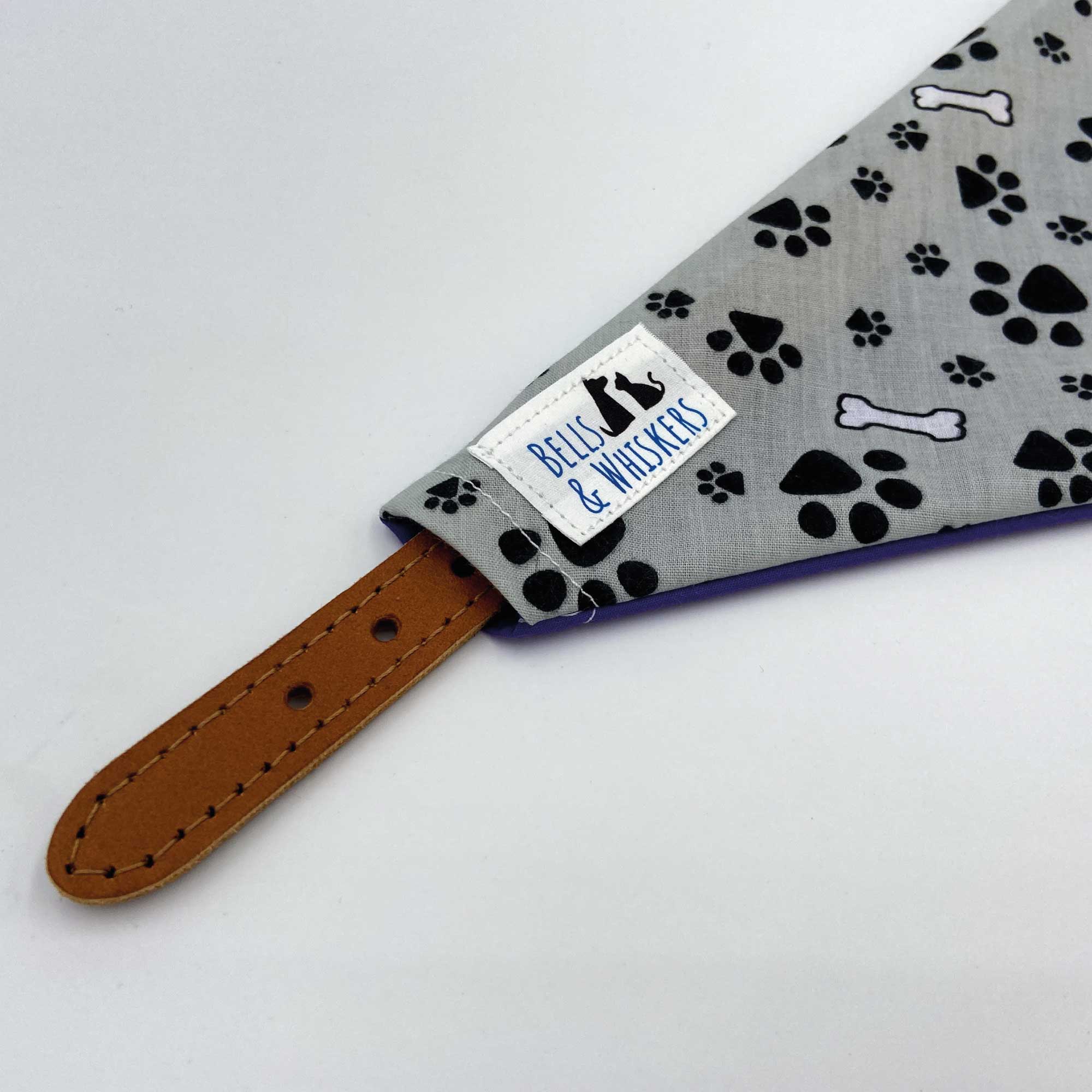 Grey Paw Bones Dog Bandana