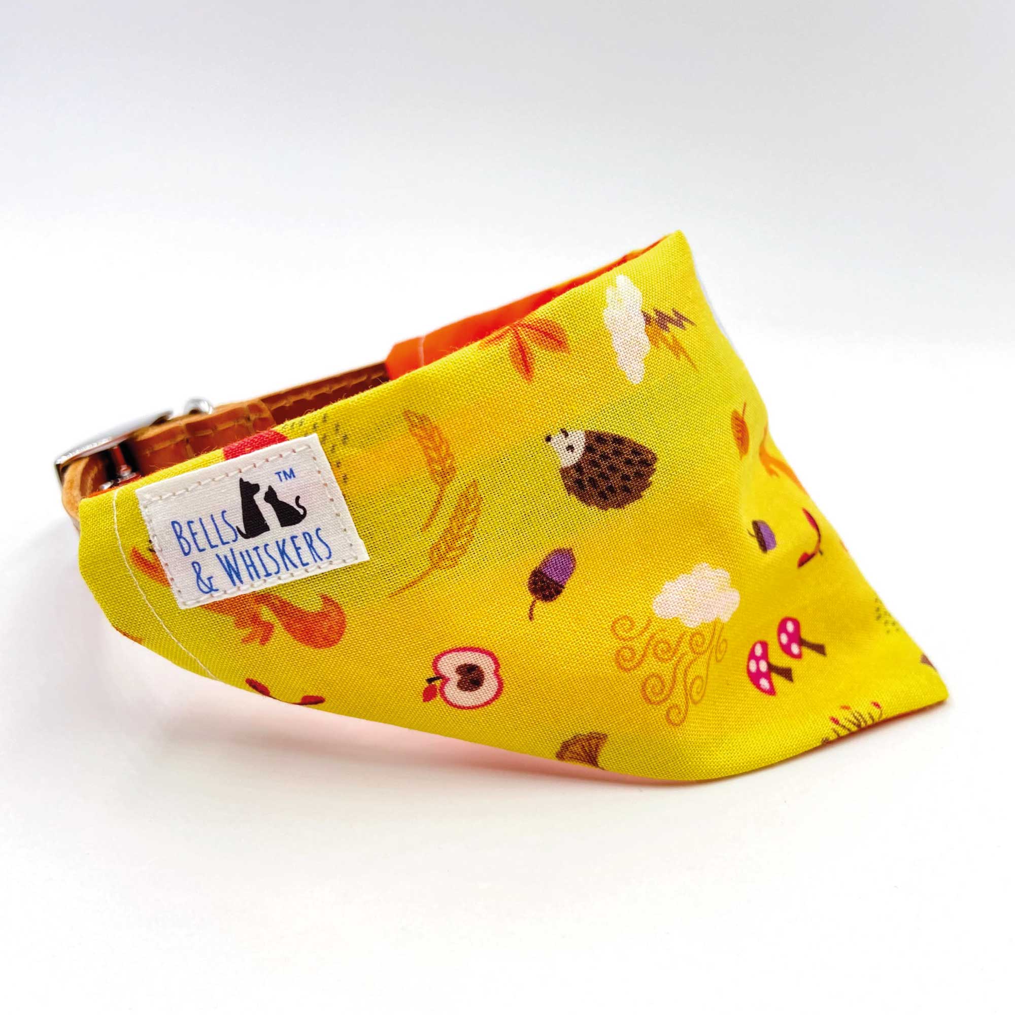 Yellow Dog Bandana Woodland Print Bells & Whiskers Fabric Collars