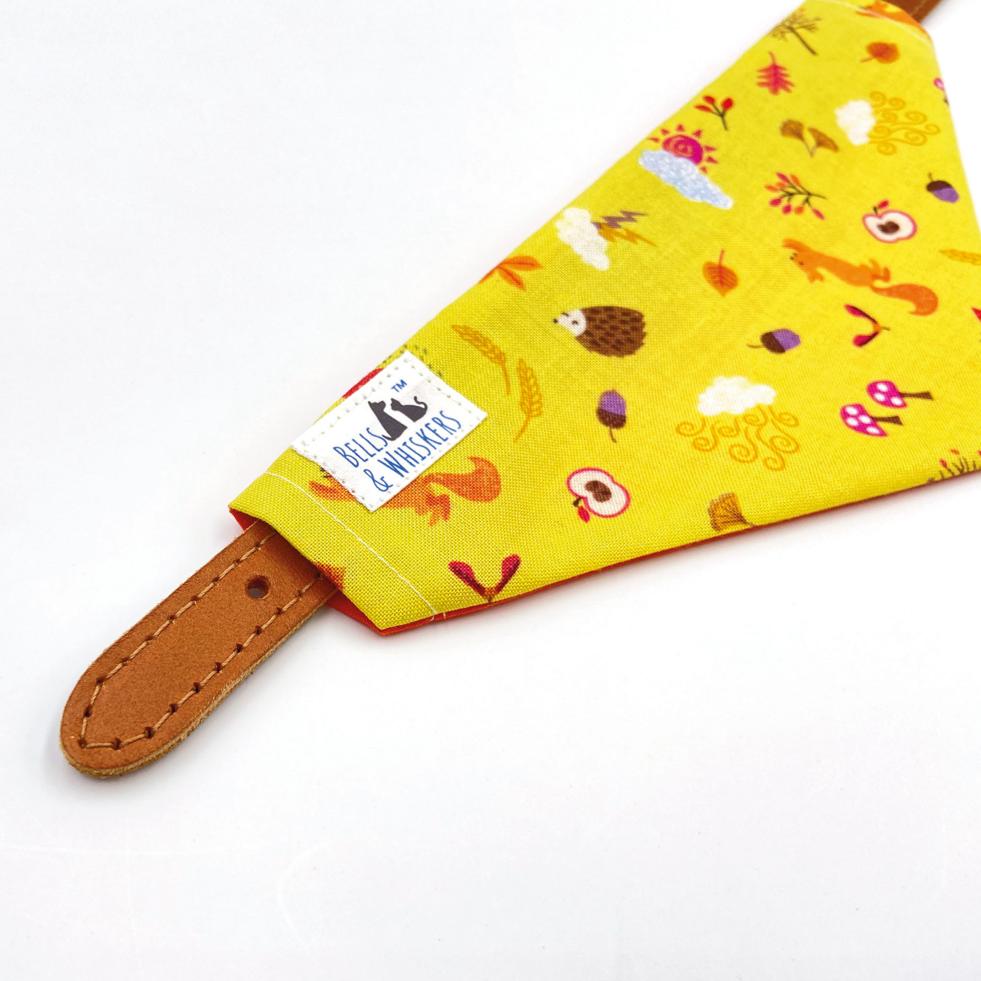 Yellow Dog Bandana With Woodland Creatures