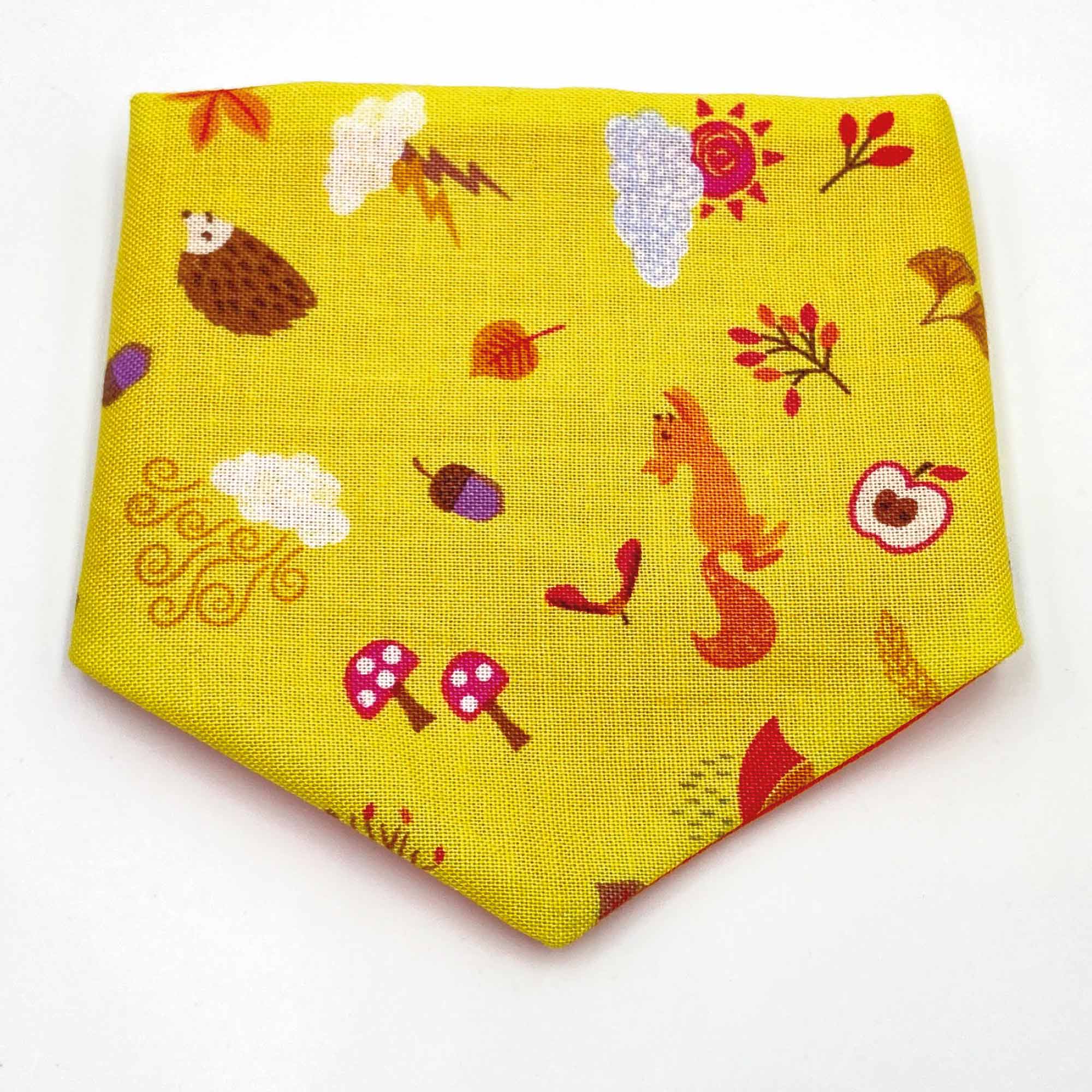 Yellow Dog Bandana Woodland Print Bells & Whiskers Fabric Collars
