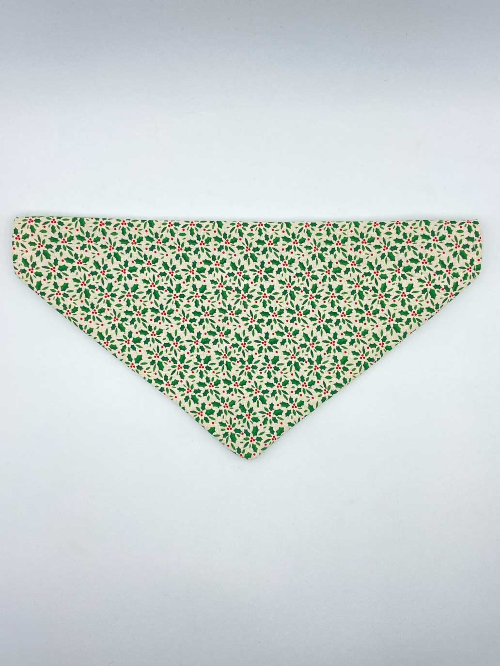 Cream Fabric Dog Bandana with Holly Design Bells & Whiskers Fabric