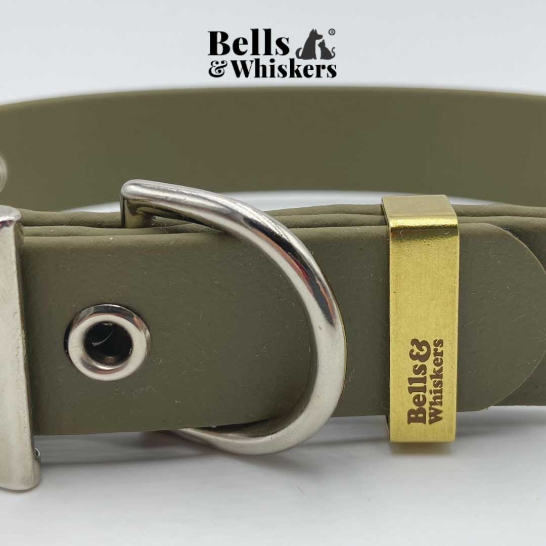 Stunning Olive Green Biothane Dog Collar By Bells & Whiskers