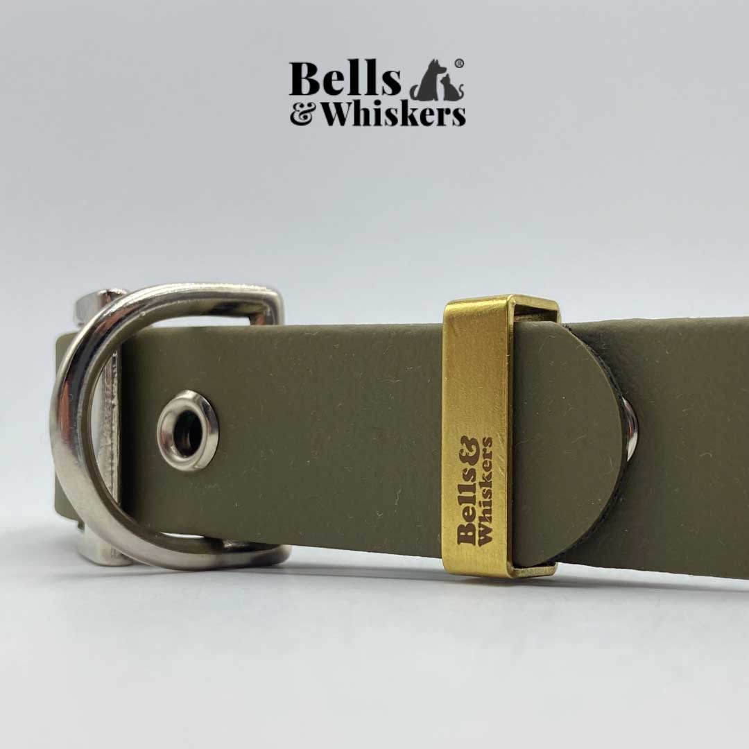 Quality Olive Green Biothane Collar By Bells & Whiskers