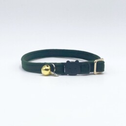 Racing Green Velvet Velour Cat Collar With Brass Bell
