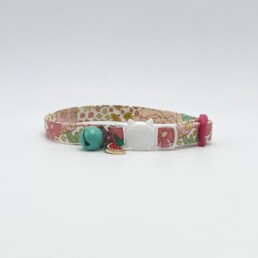 Peach With Multi Flower Fabric Cat Collar by Bells & Whiskers®