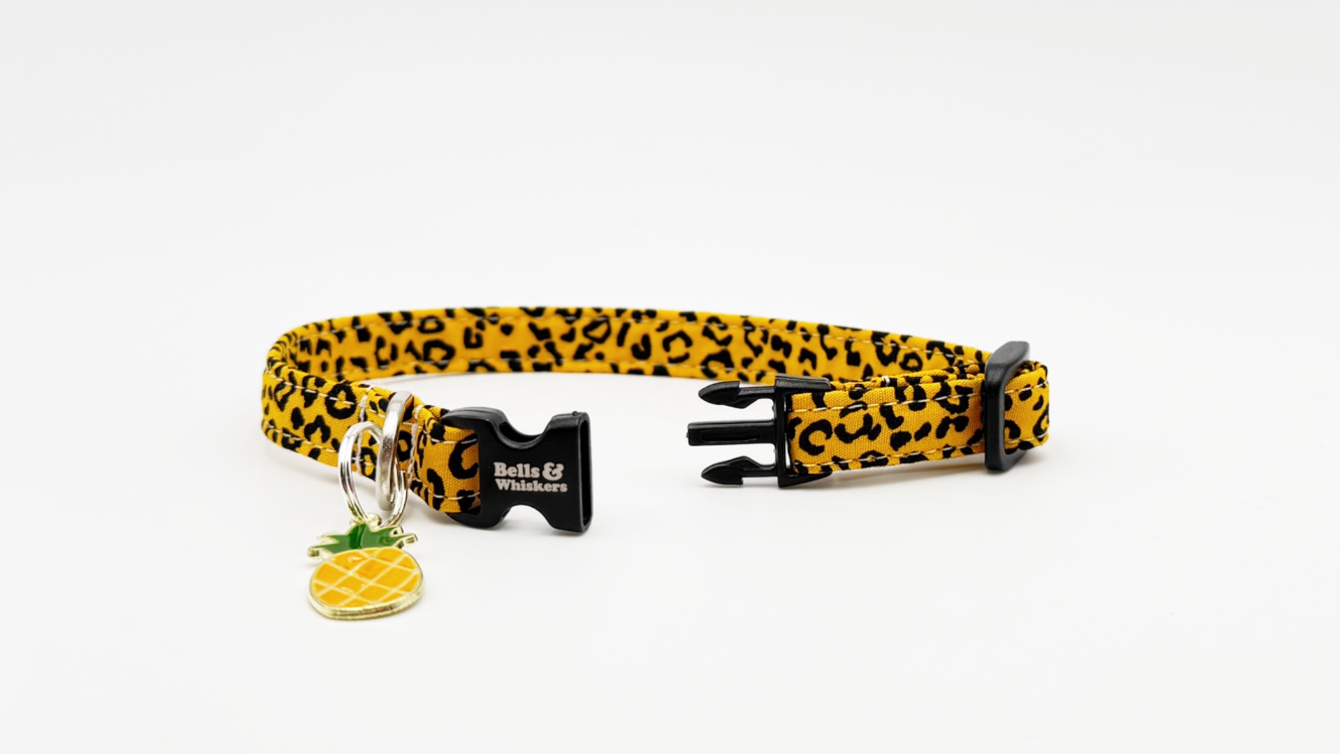 Butterscotch Leopard print Small Dog Collar with Pineapple Charm