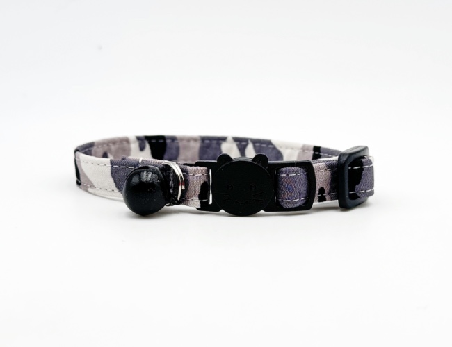 Grey Camo Cat Collar with Breakaway Buckle
