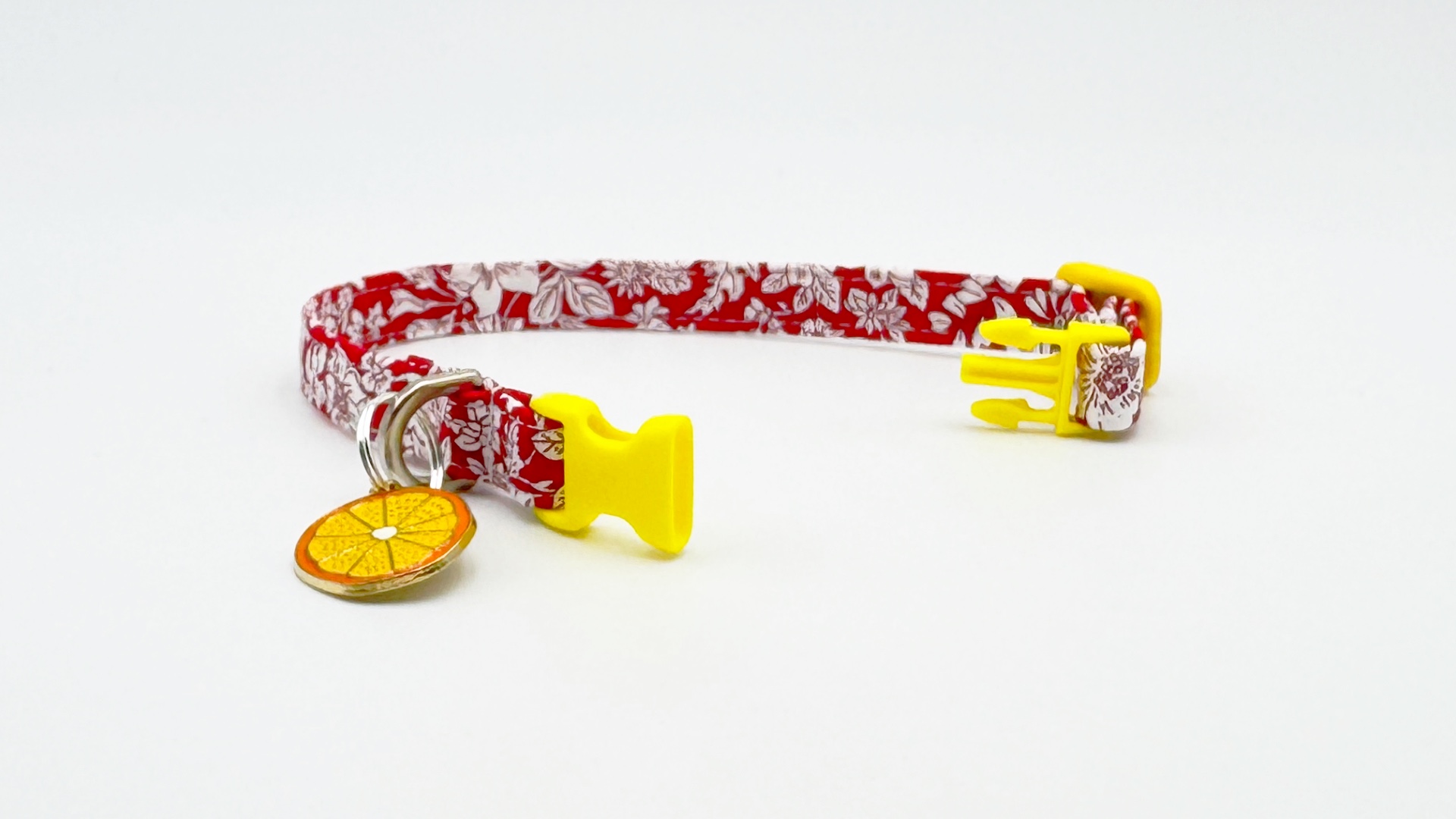 Red Emily Belle Small Dog Collar with Orange Charm