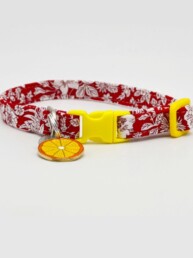 Red Emily Belle Small Dog Collar with Orange Charm