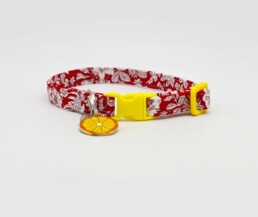 Red Emily Belle Small Dog Collar with Orange Charm