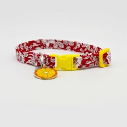 Red Emily Belle Small Dog Collar with Orange Charm