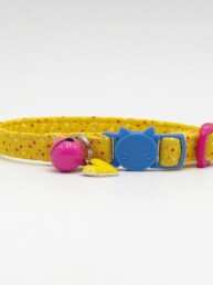 Yellow Confetti Cat Collar with breakaway buckle and heart charm