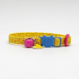 Yellow Confetti Cat Collar with breakaway buckle and heart charm