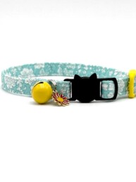 Emily Belle Mermaid Cat Collar in Light Blue Fabric