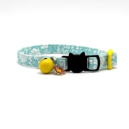 Emily Belle Mermaid Cat Collar in Light Blue Fabric