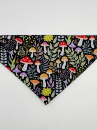 Mushroom Meadow Cat Bandana with mushrooms and leaf print