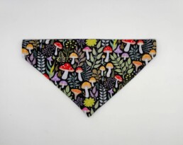 Mushroom Meadow Cat Bandana with mushrooms and leaf print